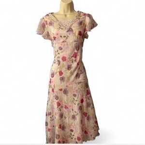 Cherokee Pink and Purple Floral Kids Midi Dress